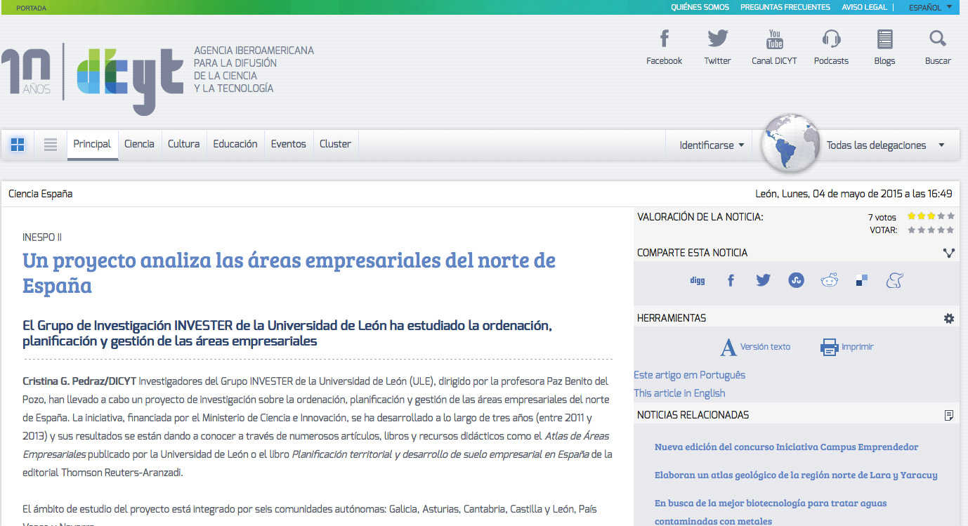 Un proyecto analiza las áreas empresariales del norte de España